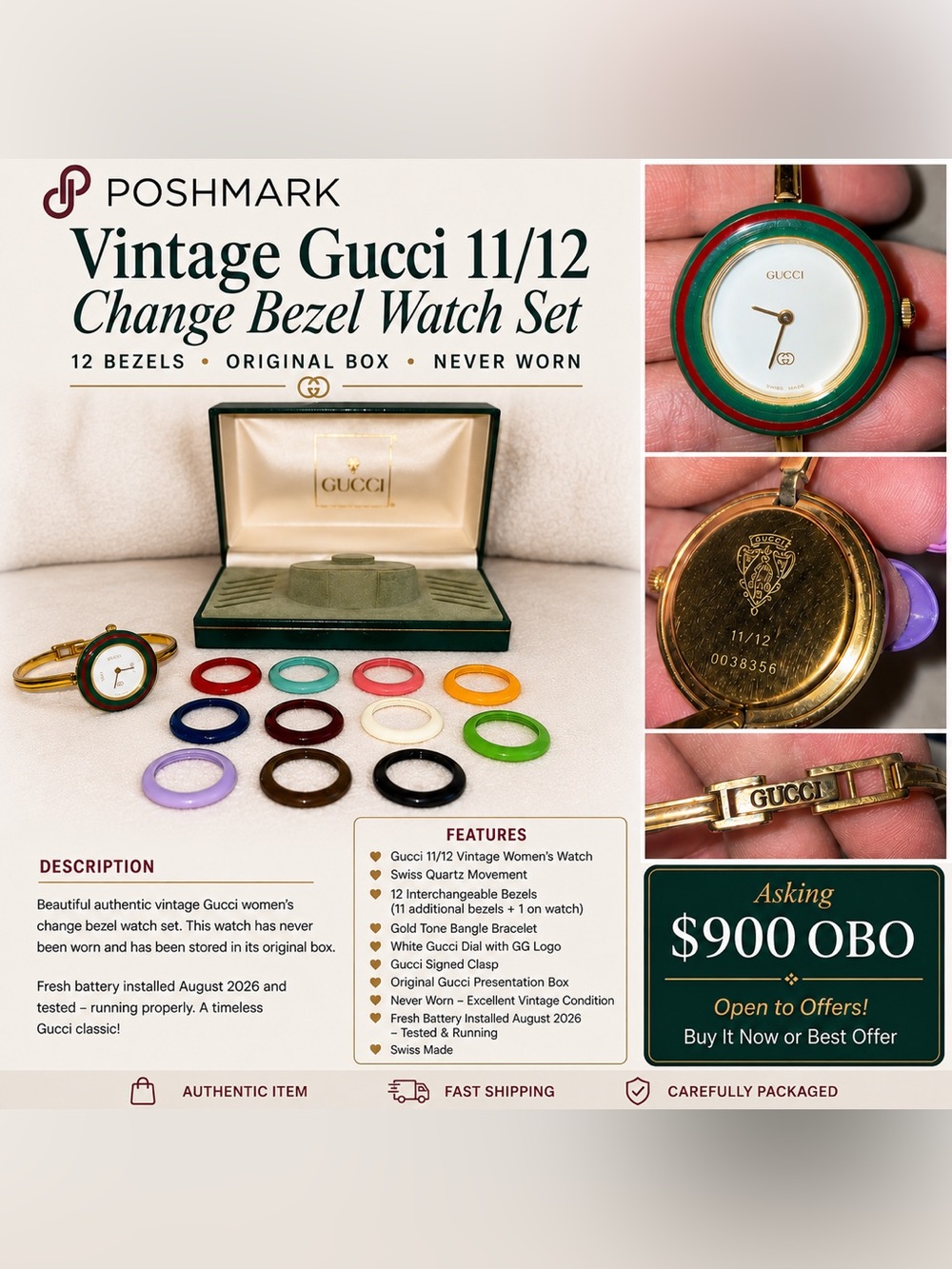 Vintage Gucci 11/12
Change Bezel Watch Set